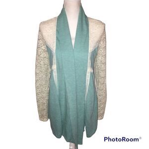 Cream Lace & Mint Green Jacket Medium Open Front Cardigan Jacket Spring